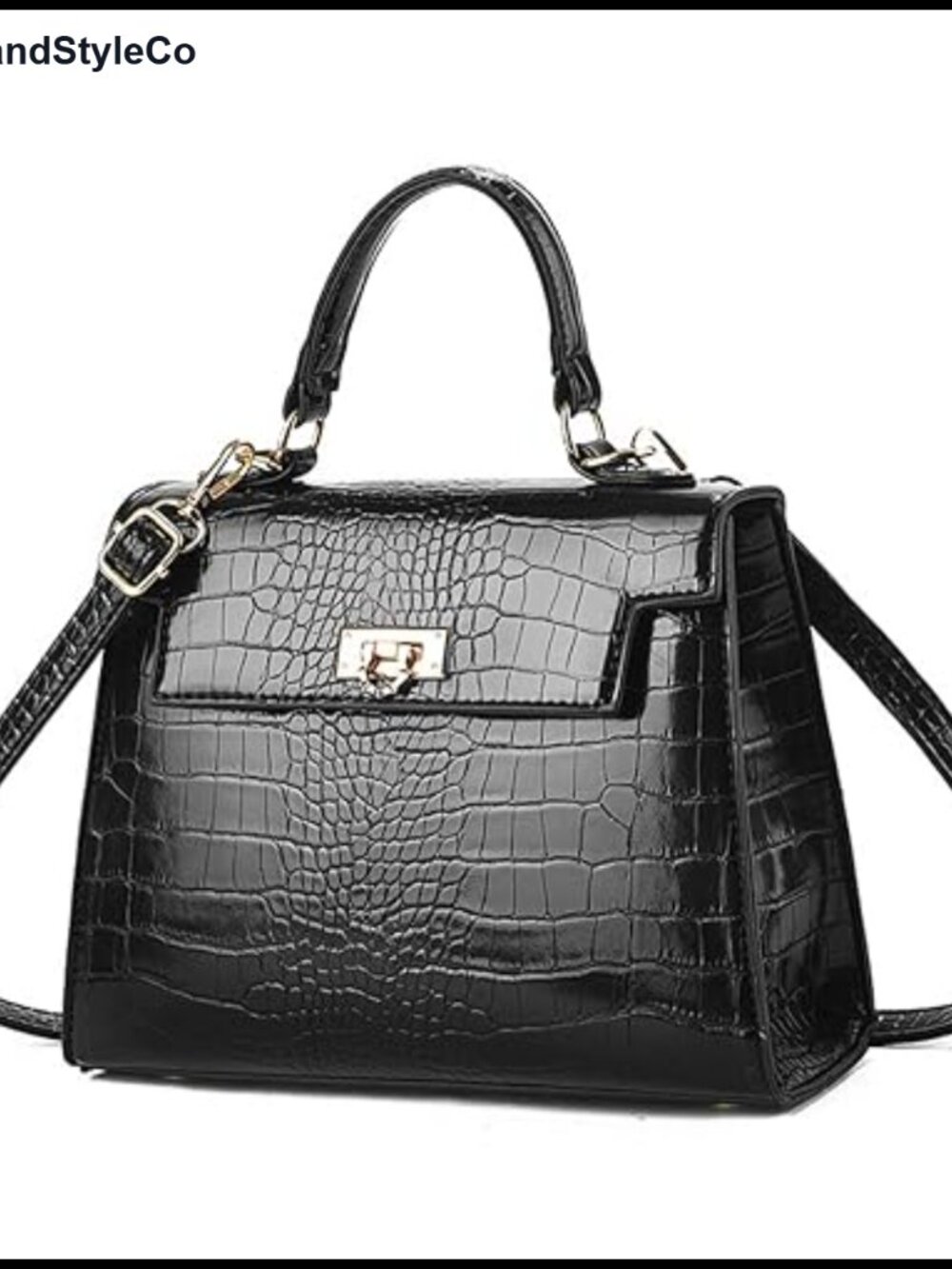Vegan Leather Crocodile Pattern Satchel Top Handle Crossbody Bag